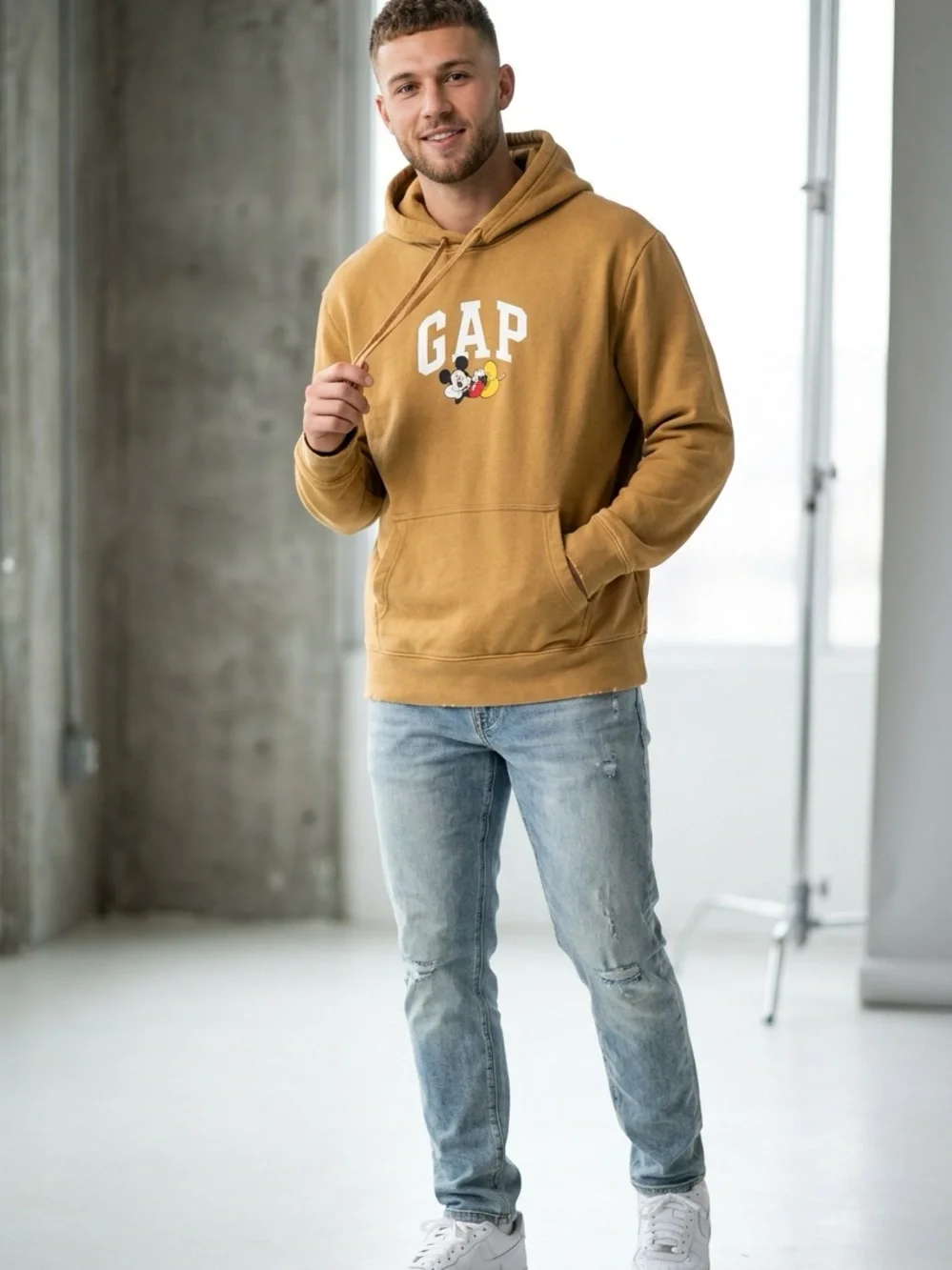 GAP x Disney Men's Hooded Sweatshirt with Mickey Logo - Picture 1 of 4